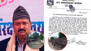 कृष्णनगरका मेयर शाह एक्सनमा : जथाभावी फोहोर फाल्नेलाई धमाधम कारबाही गर्दै।